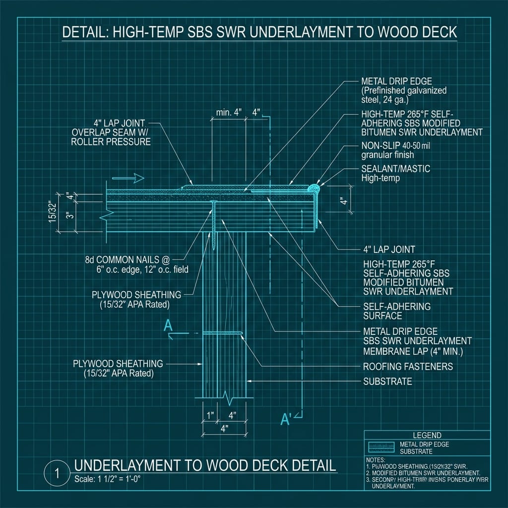 265°F High-Temp Self-Adhering SWR Secondary Water Membrane Blueprint Schematic | Six Senses Builders