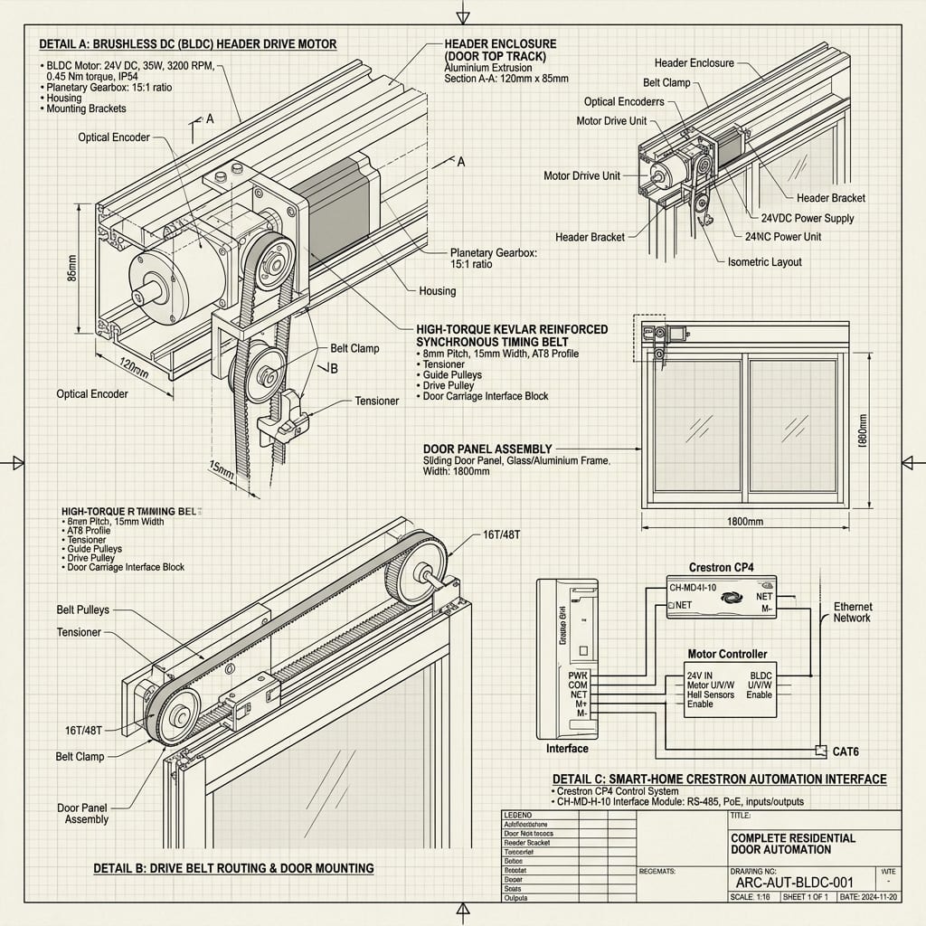 Brushless DC Header Drive & Crestron Smart Automation Blueprint Schematic | Six Senses Builders